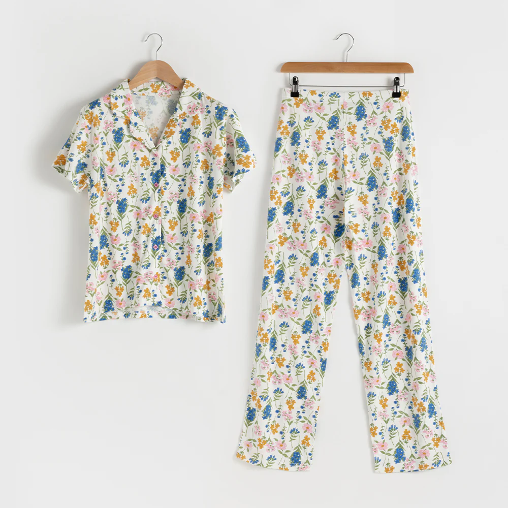 Short Sleeve Wildflower Button Down Pyjamas 1 Short Sleeve Wildflower Button Down Pyjamas